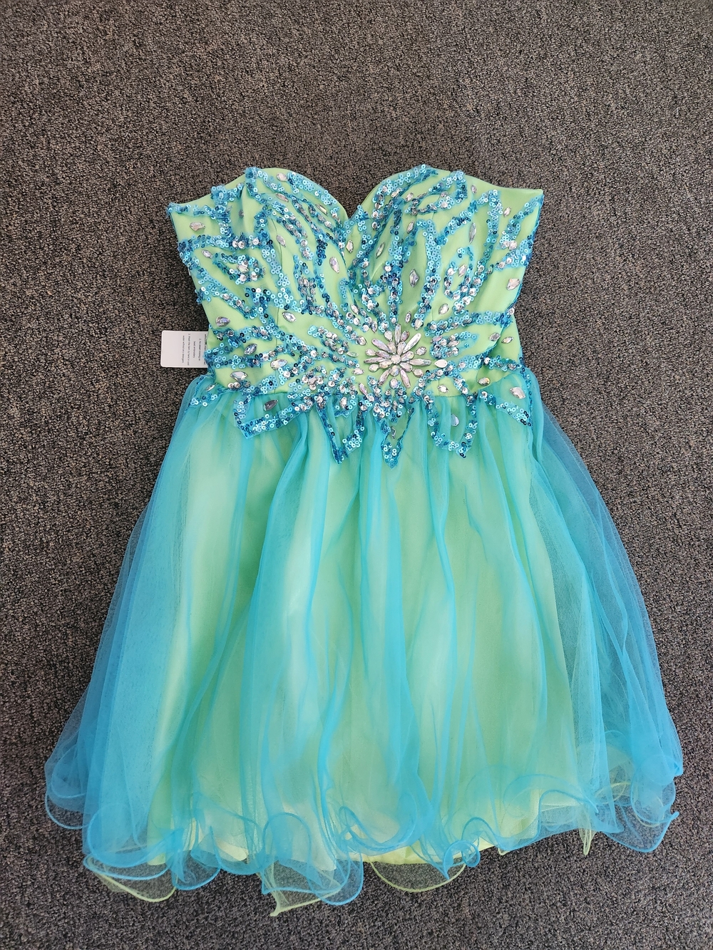 Dress Forum Aqua & Lime Beaded Prom Dress